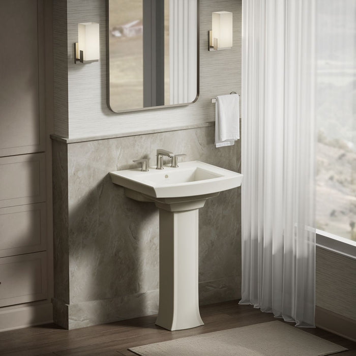 KOHLER K-2358-8 Archer 24" rectangular pedestal bathroom sink, biscuit - view 4