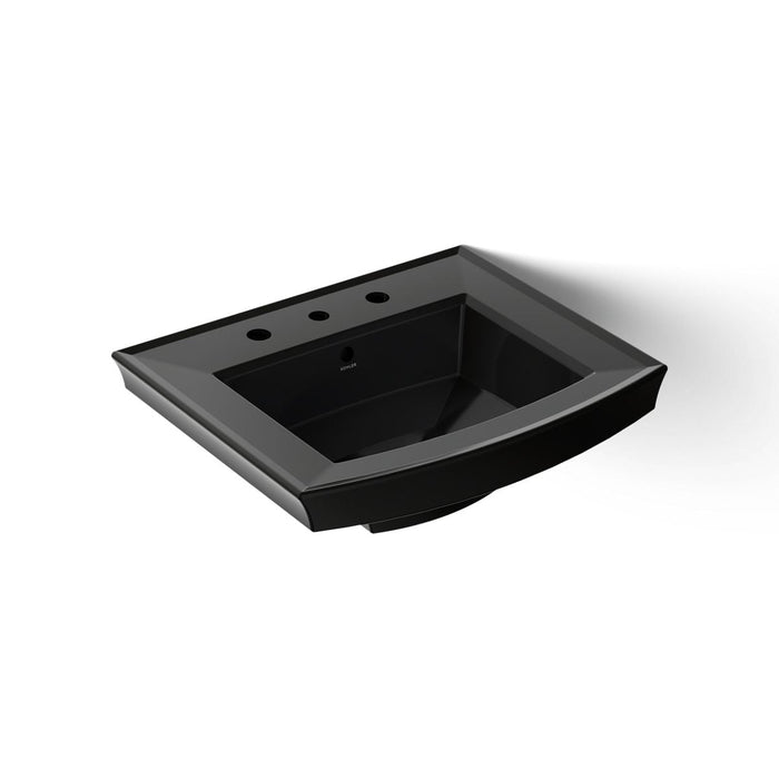KOHLER K-2358-8 Archer 24" rectangular pedestal bathroom sink, black black - view 4