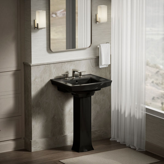 KOHLER K-2358-8 Archer 24" rectangular pedestal bathroom sink, black black - view 5