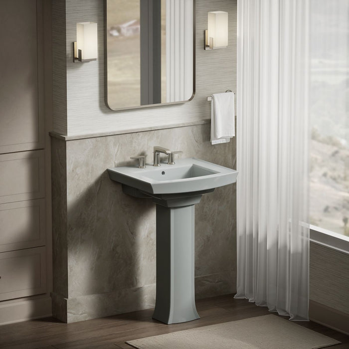 KOHLER K-2358-8 Archer 24" rectangular pedestal bathroom sink, ice grey - view 4