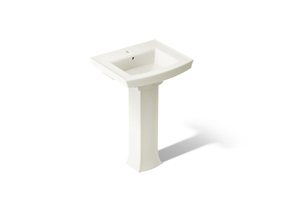 KOHLER K-2359-1 Archer 24" Rectangular Pedestal Bathroom Sink, Biscuit - 3/4 view of product