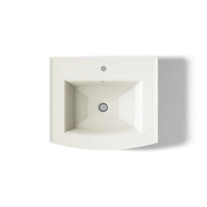 KOHLER K-2359-1 Archer 24" Rectangular Pedestal Bathroom Sink, Biscuit - top view of product