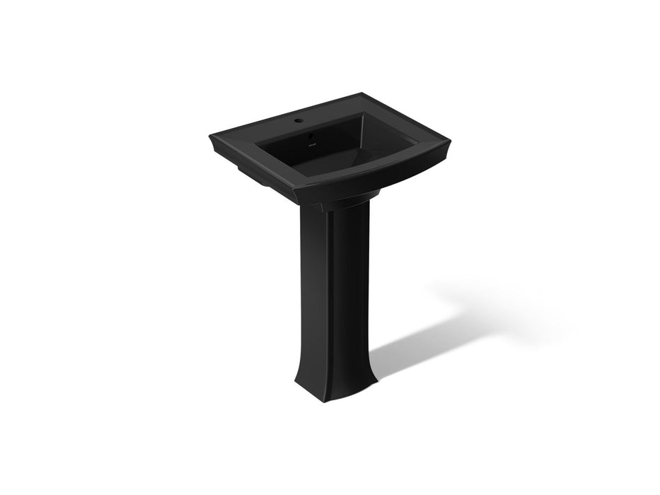 KOHLER K-2359-1 Archer 24" Rectangular Pedestal Bathroom Sink, Black Black - 3/4 view of product