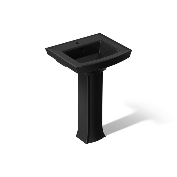 KOHLER K-2359-1 Archer 24" Rectangular Pedestal Bathroom Sink, Black Black - 3/4 view of product