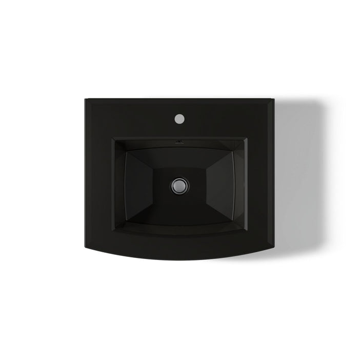 KOHLER K-2359-1 Archer 24" Rectangular Pedestal Bathroom Sink, Black Black - top view of product