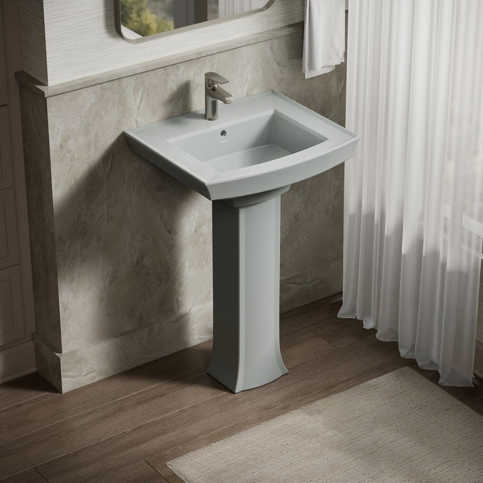 KOHLER K-2359-1 Archer 24" Rectangular Pedestal Bathroom Sink, Ice Grey - image focused on single product story