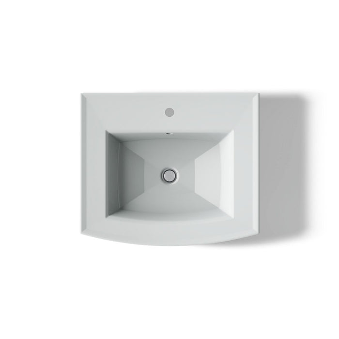 KOHLER K-2359-1 Archer 24" Rectangular Pedestal Bathroom Sink, Ice Grey - top view of product