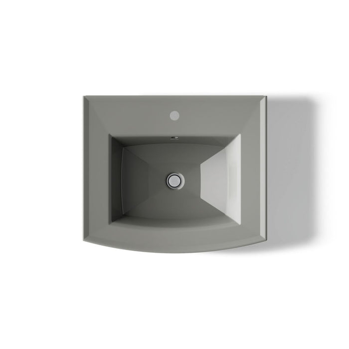 KOHLER K-2359-1 Archer 24" Rectangular Pedestal Bathroom Sink, Thunder Grey - top view of product