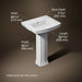 3/4 view of product with dimensions