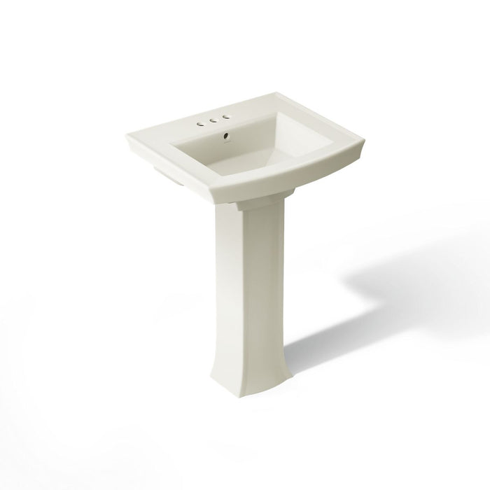 KOHLER K-2359-4 Archer 24" Rectangular Pedestal Bathroom Sink, Biscuit - 3/4 view of product
