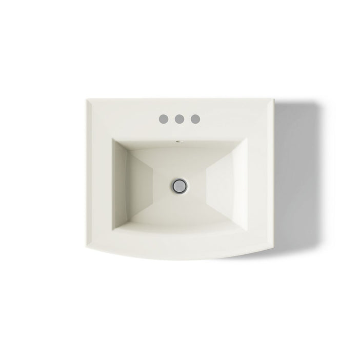KOHLER K-2359-4 Archer 24" Rectangular Pedestal Bathroom Sink, Biscuit - top view of product