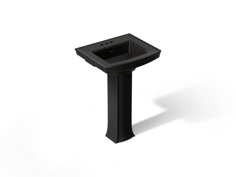 KOHLER K-2359-4 Archer 24" Rectangular Pedestal Bathroom Sink, Black Black - 3/4 view of product