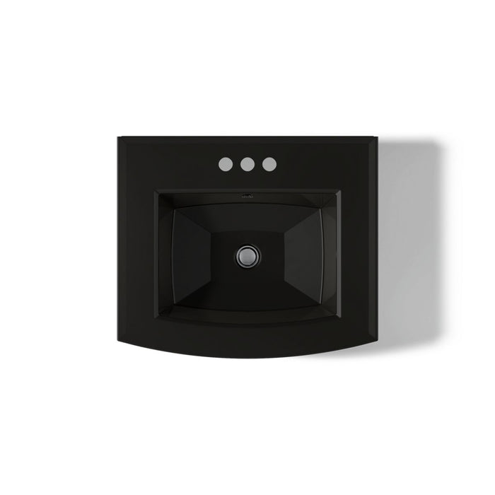 KOHLER K-2359-4 Archer 24" Rectangular Pedestal Bathroom Sink, Black Black - top view of product