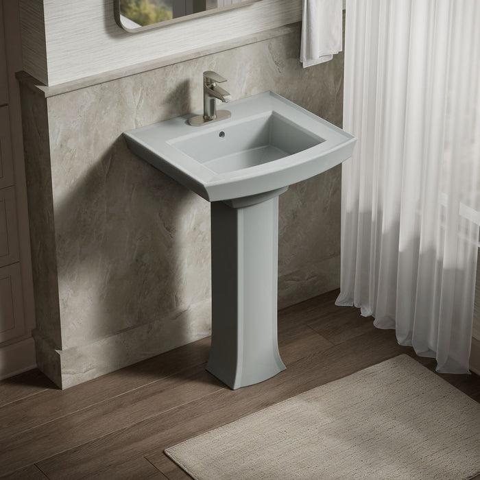 KOHLER K-2359-4 Archer 24" Rectangular Pedestal Bathroom Sink, Ice Grey - image focused on single product story