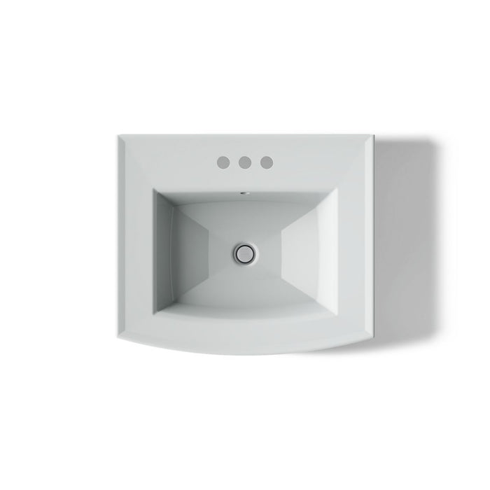 KOHLER K-2359-4 Archer 24" Rectangular Pedestal Bathroom Sink, Ice Grey - top view of product