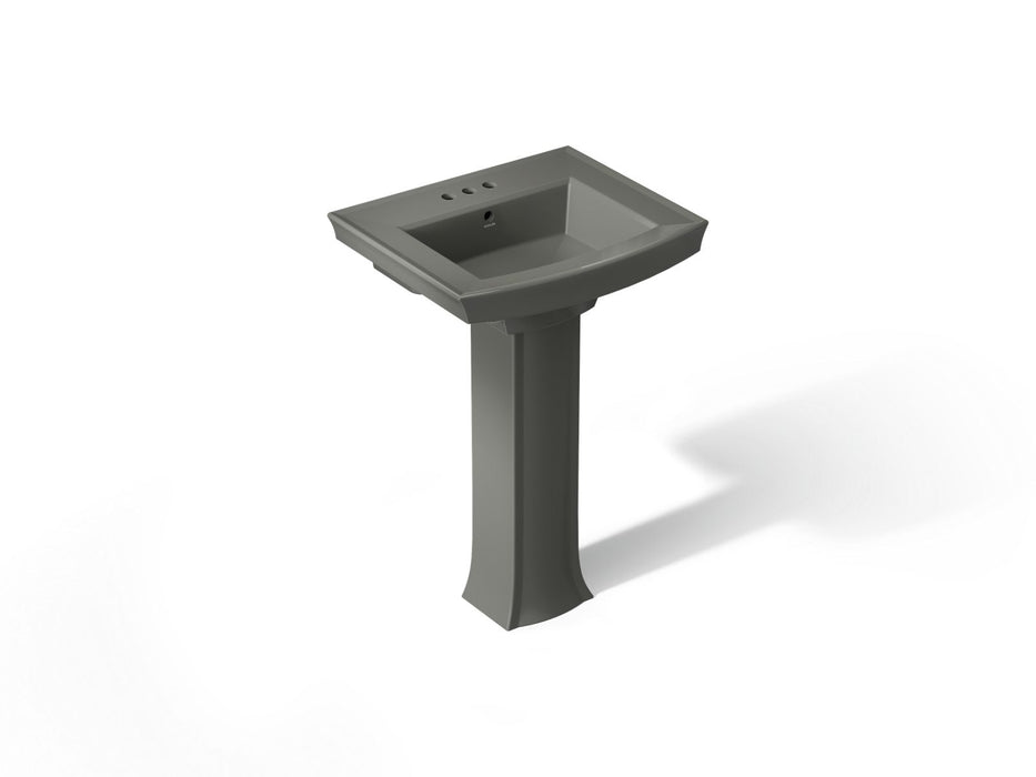 KOHLER K-2359-4 Archer 24" Rectangular Pedestal Bathroom Sink, Thunder Grey - 3/4 view of product