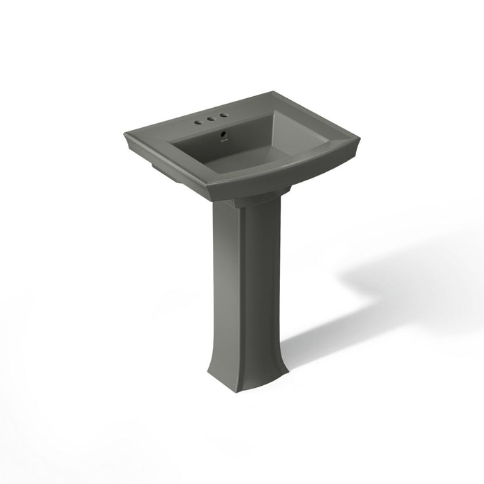 KOHLER K-2359-4 Archer 24" Rectangular Pedestal Bathroom Sink, Thunder Grey - 3/4 view of product