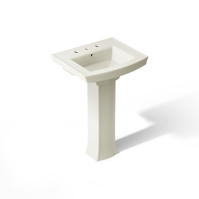 KOHLER K-2359-8 Archer 24" Rectangular Pedestal Bathroom Sink, Biscuit - 3/4 view of product