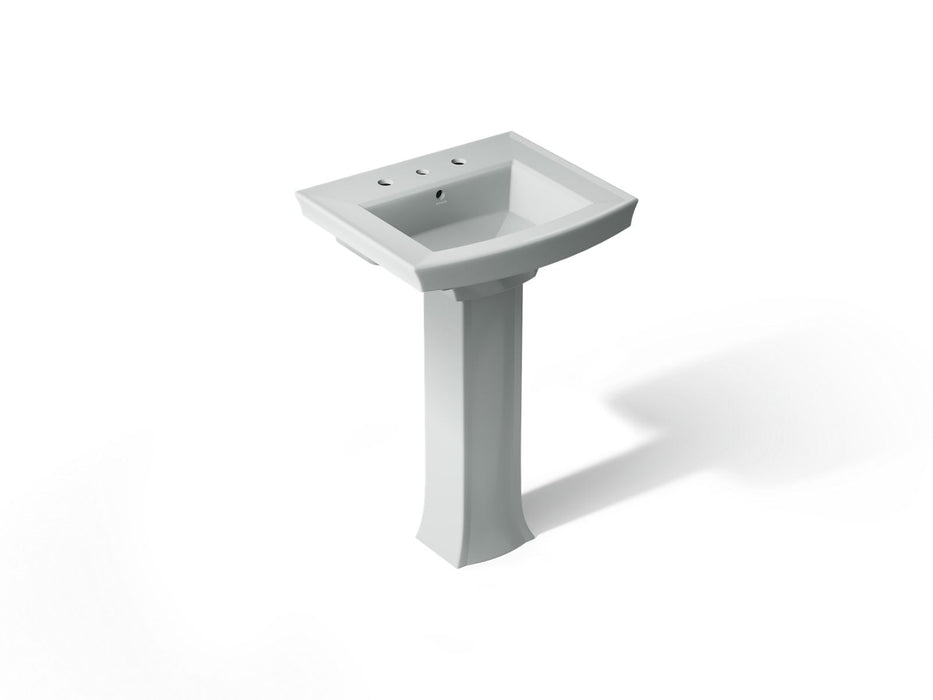 KOHLER K-2359-8 Archer 24" Rectangular Pedestal Bathroom Sink, Ice Grey - 3/4 view of product