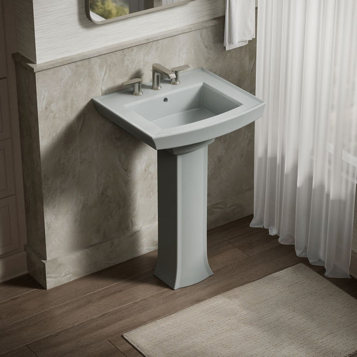 KOHLER K-2359-8 Archer 24" Rectangular Pedestal Bathroom Sink, Ice Grey - image focused on single product story
