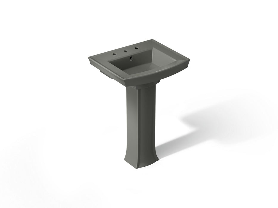 KOHLER K-2359-8 Archer 24" Rectangular Pedestal Bathroom Sink, Thunder Grey - 3/4 view of product