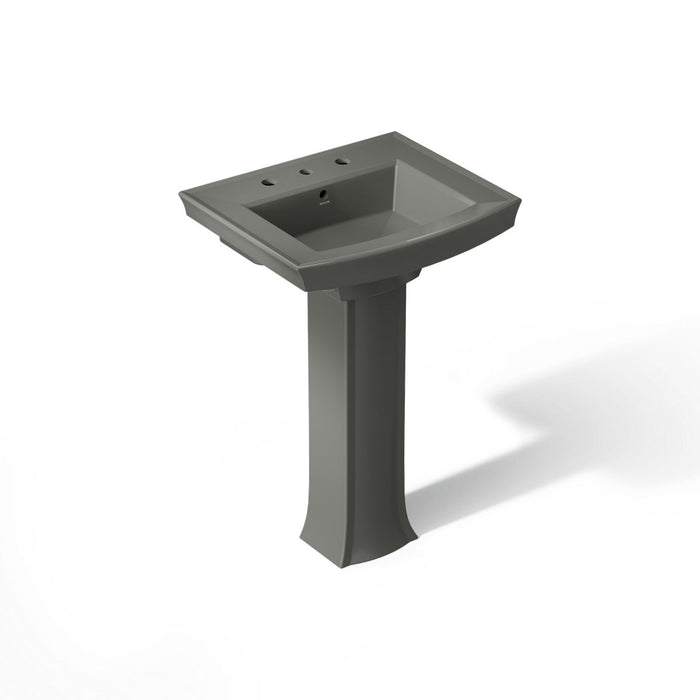 KOHLER K-2359-8 Archer 24" Rectangular Pedestal Bathroom Sink, Thunder Grey - 3/4 view of product