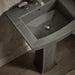 KOHLER K-2359-8 Archer 24" Rectangular Pedestal Bathroom Sink, Thunder Grey - Shows close up detail of product in room
