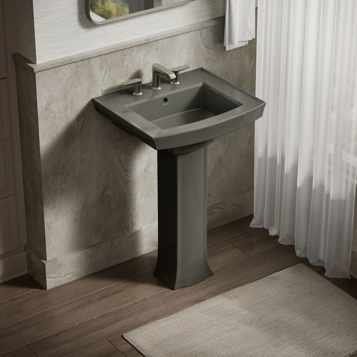 KOHLER K-2359-8 Archer 24" Rectangular Pedestal Bathroom Sink, Thunder Grey - image focused on single product story
