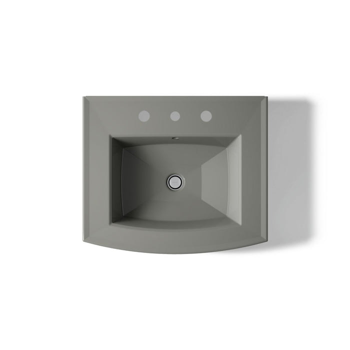 KOHLER K-2359-8 Archer 24" Rectangular Pedestal Bathroom Sink, Thunder Grey - top view of product