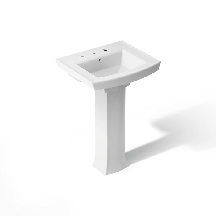 KOHLER K-2359-8 Archer 24" Rectangular Pedestal Bathroom Sink, White - 3/4 view of product