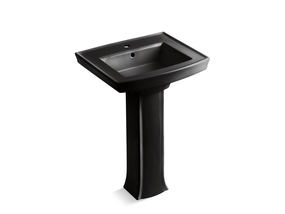 KOHLER K-2359-1 Archer 24" rectangular pedestal bathroom sink, black black