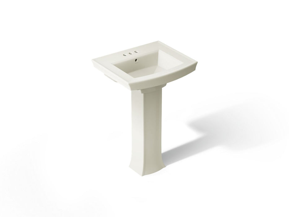 KOHLER K-2359-4 Archer 24" rectangular pedestal bathroom sink, biscuit