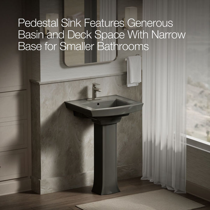 KOHLER K-2359-4 Archer 24" rectangular pedestal bathroom sink