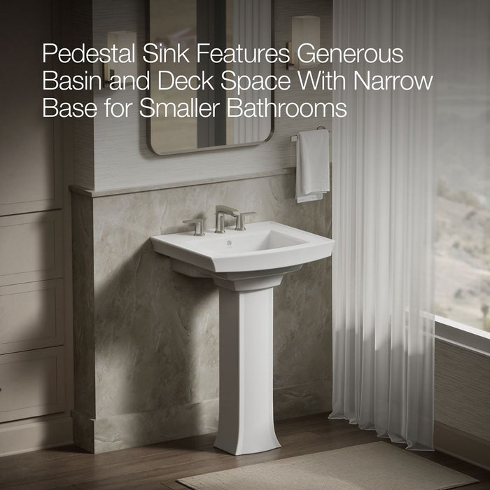 KOHLER K-2359-8 Archer 24" rectangular pedestal bathroom sink