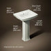 3/4 view of product with dimensions