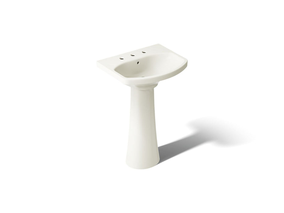 KOHLER K-2362-8 Cimarron 22-3/4" Rectangular Pedestal Bathroom Sink, Biscuit - 3/4 view of product