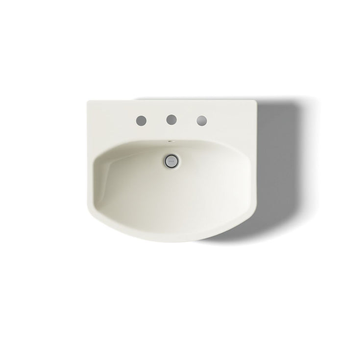 KOHLER K-2362-8 Cimarron 22-3/4" Rectangular Pedestal Bathroom Sink, Biscuit - top view of product