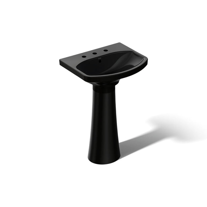 KOHLER K-2362-8 Cimarron 22-3/4" Rectangular Pedestal Bathroom Sink, Black Black - 3/4 view of product