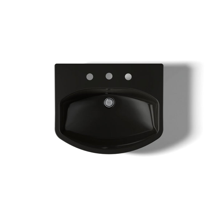 KOHLER K-2362-8 Cimarron 22-3/4" Rectangular Pedestal Bathroom Sink, Black Black - top view of product