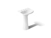 KOHLER K-2362-8 Cimarron 22-3/4" Rectangular Pedestal Bathroom Sink, White - 3/4 view of product