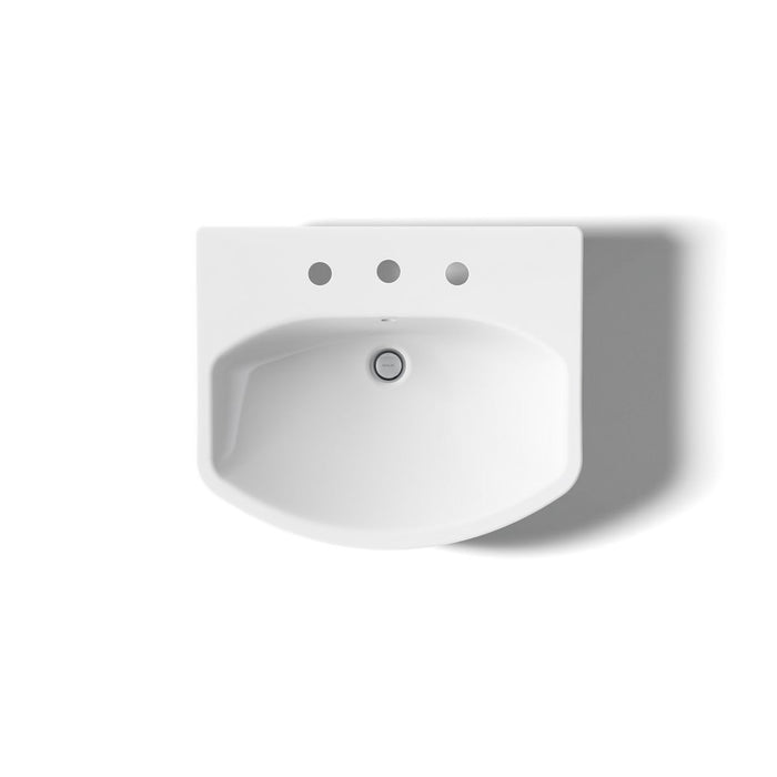 KOHLER K-2362-8 Cimarron 22-3/4" Rectangular Pedestal Bathroom Sink, White - top view of product