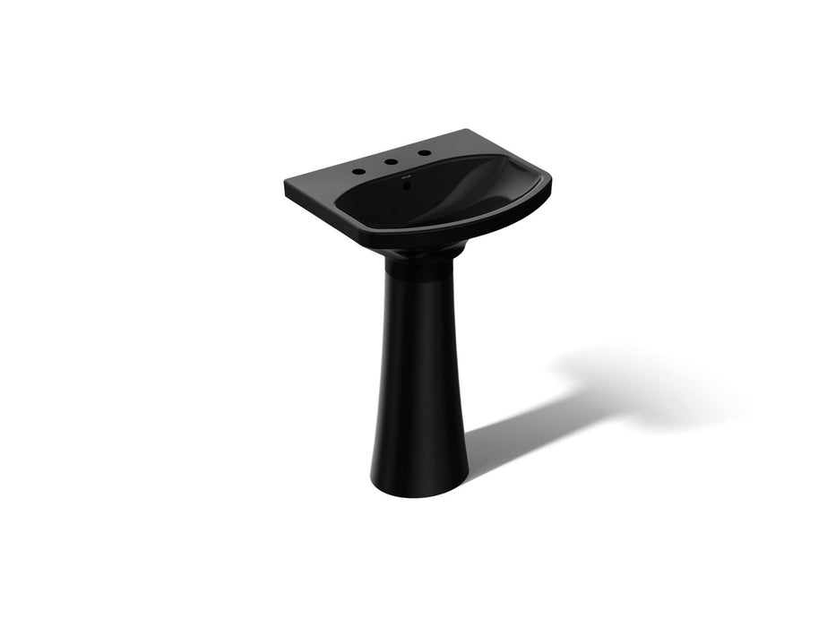 KOHLER K-2362-8 Cimarron 22-3/4" rectangular pedestal bathroom sink, black black