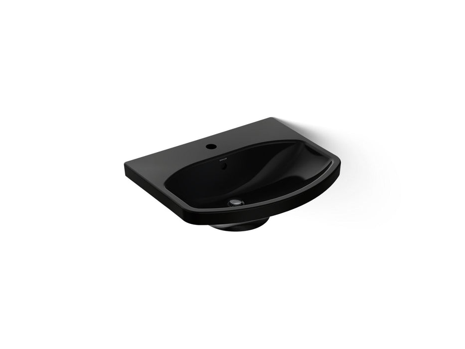 KOHLER K-2363-1 Cimarron 22-3/4" rectangular pedestal bathroom sink, black black