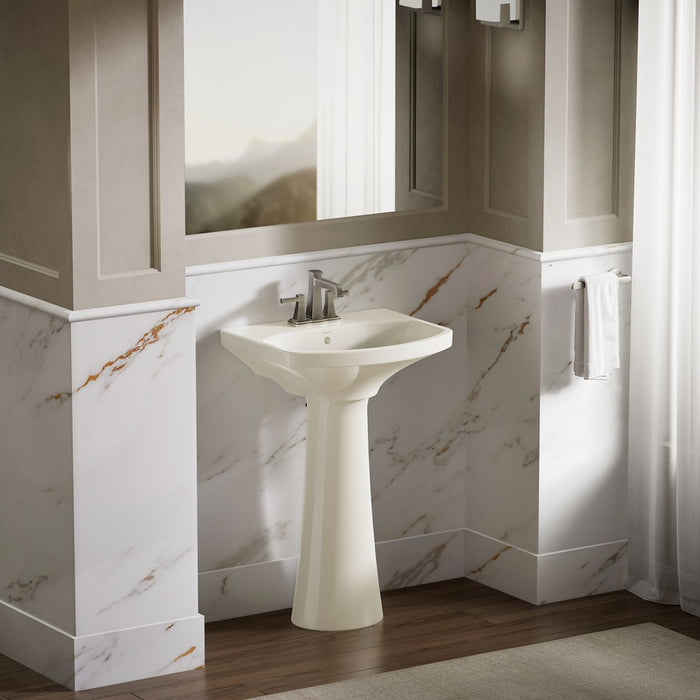 KOHLER K-2363-4 Cimarron 22-3/4" rectangular pedestal bathroom sink, biscuit - view 3