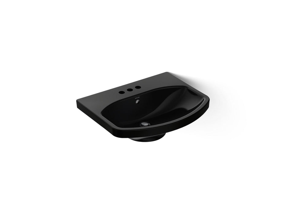 KOHLER K-2363-4 Cimarron 22-3/4" rectangular pedestal bathroom sink, black black