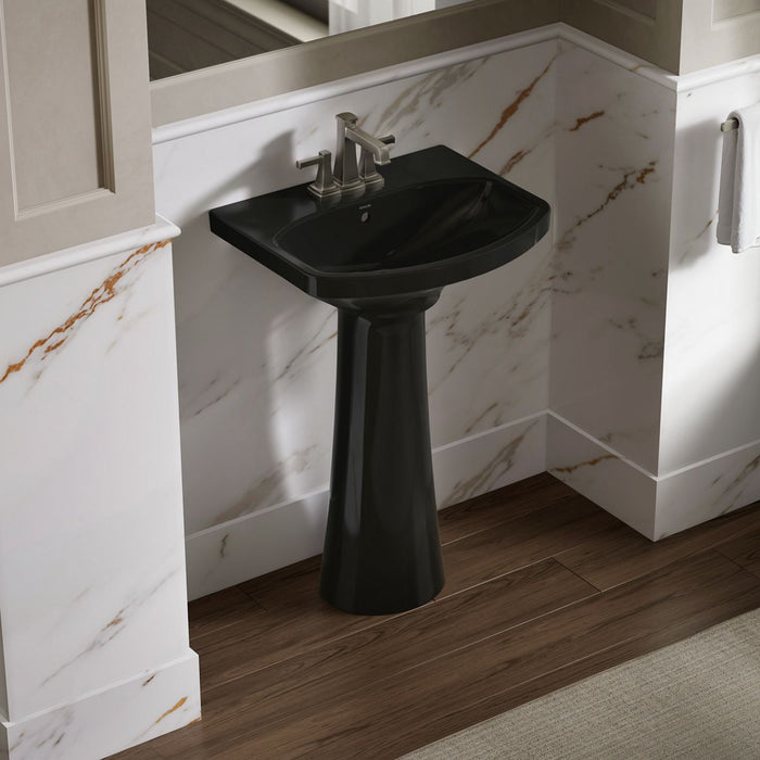 KOHLER K-2363-4 Cimarron 22-3/4" rectangular pedestal bathroom sink, black black - view 2