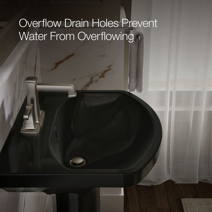 KOHLER K-2363-4 Cimarron 22-3/4" rectangular pedestal bathroom sink, black black - view 4