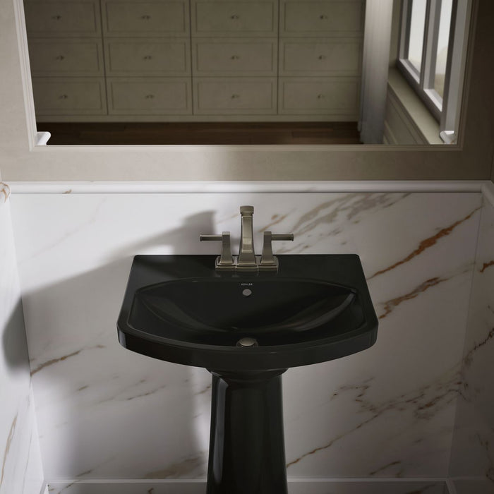 KOHLER K-2363-4 Cimarron 22-3/4" rectangular pedestal bathroom sink, black black - view 5