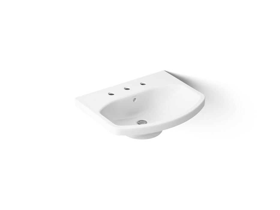 KOHLER K-2363-8 Cimarron 22-3/4" rectangular pedestal bathroom sink, white