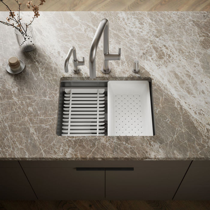 KOHLER K-23650 Prolific 23" undermount single-bowl workstation kitchen sink, stainless steel - view 2